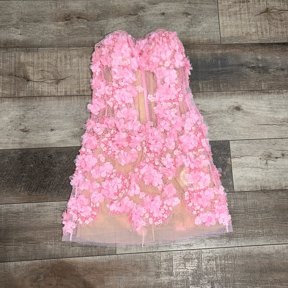 Ermanno Scervino ss24 Spring 2024 pink flower applique strapless corset dress - Picture 4 of 12